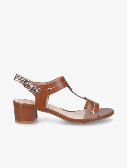 Sandales mi-hautes bride python - Camel - 5