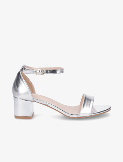 Sandales vernies en simili à talon - Argent - 5