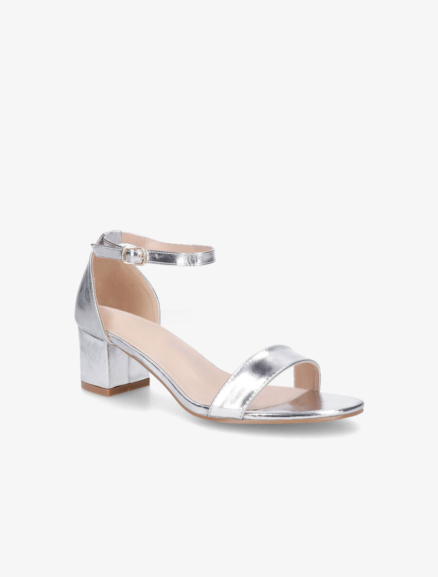 Sandales vernies en simili à talon - Argent - 2