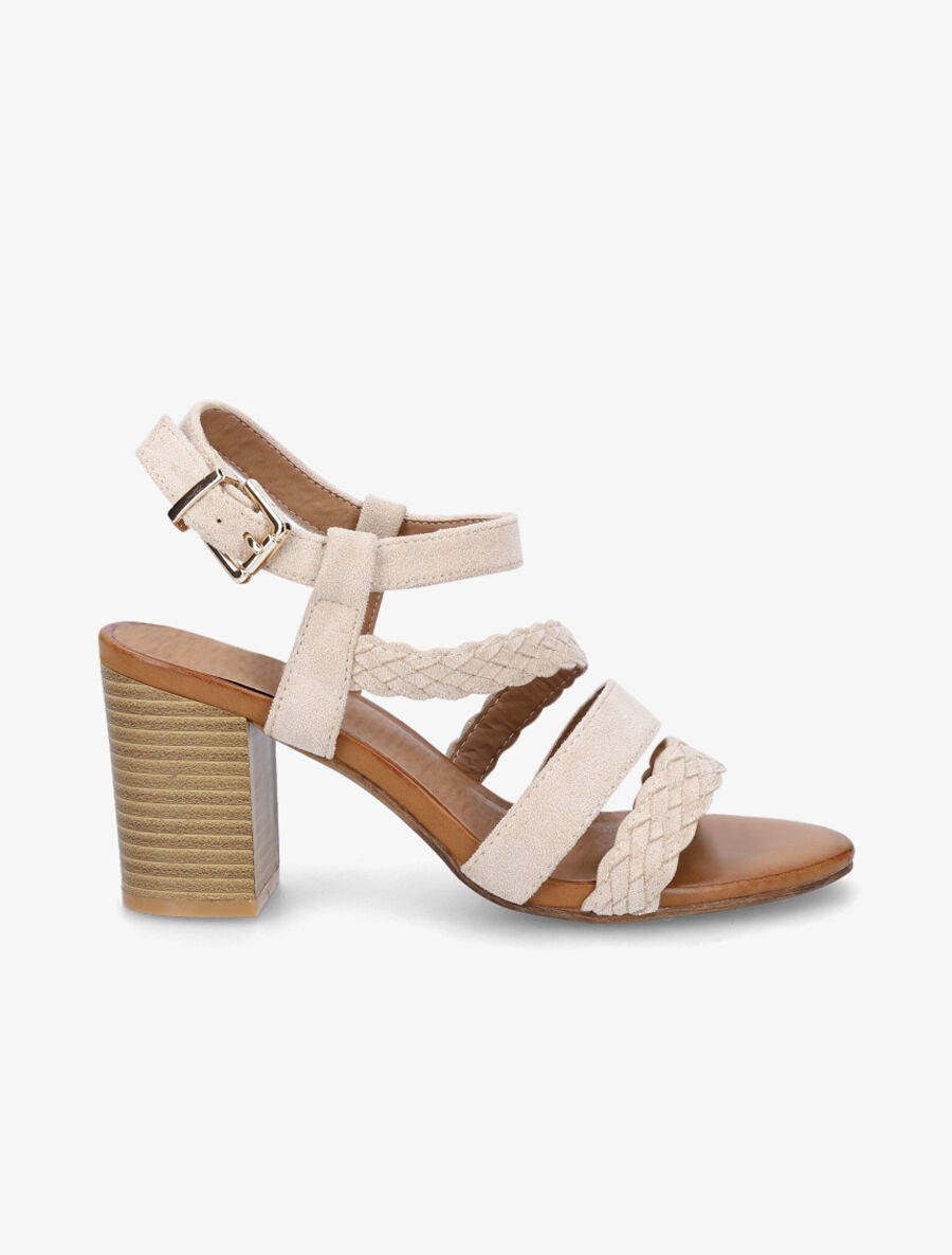 Sandales en suédine multi brides - Beige - 1