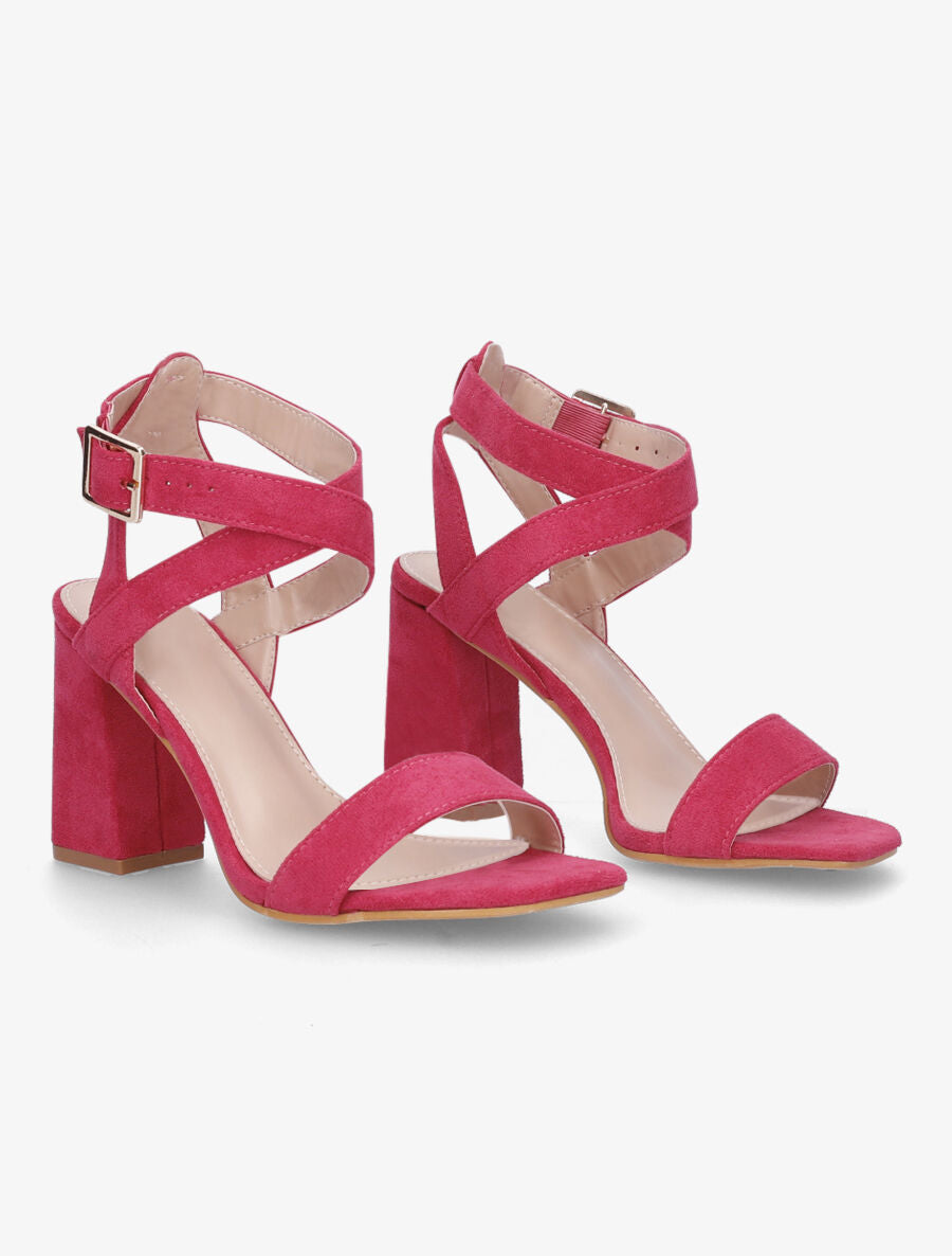 Sandales en suédine à brides croisées - Fuschia - 4
