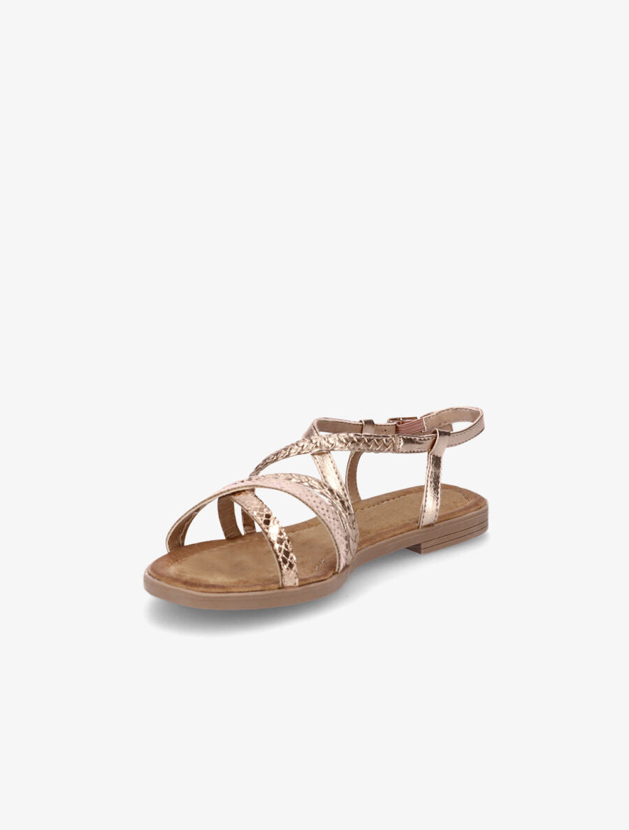 Nu-pieds brides entrelacées imprimé léopard et tressées - Rose gold - 3