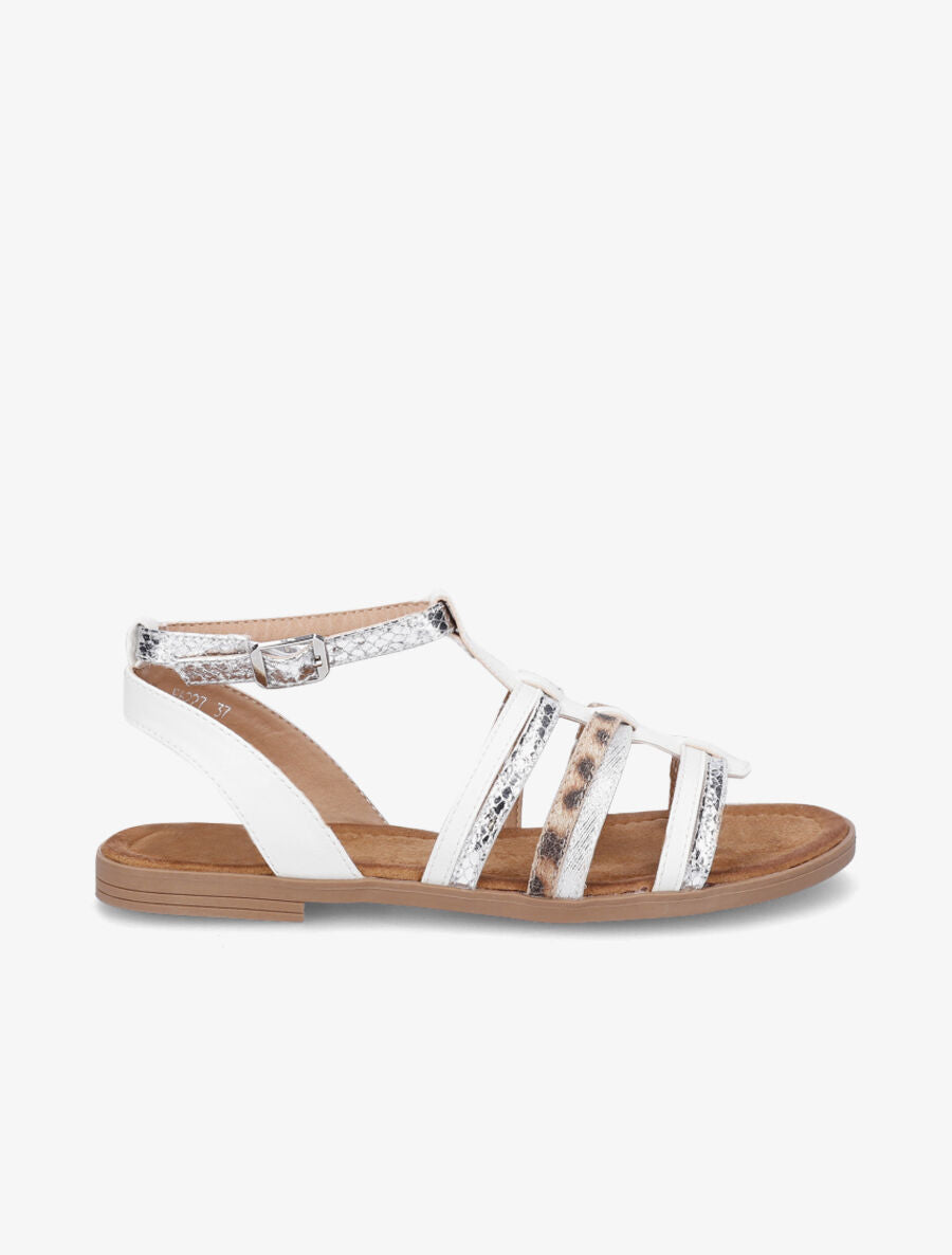 Nu-pieds en simili à multi brides - Blanc - 6