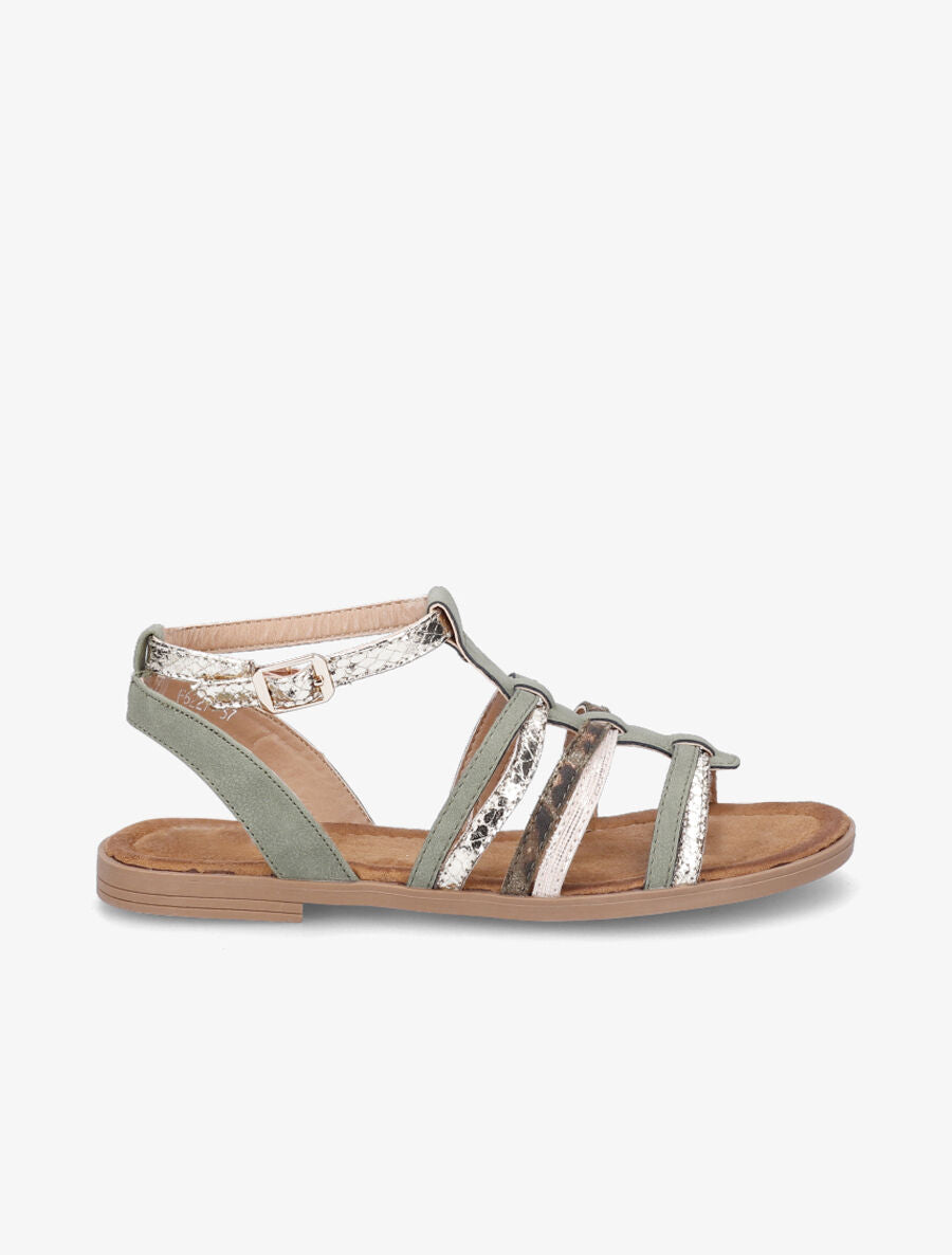 Nu-pieds en simili à multi brides - Kaki - 1