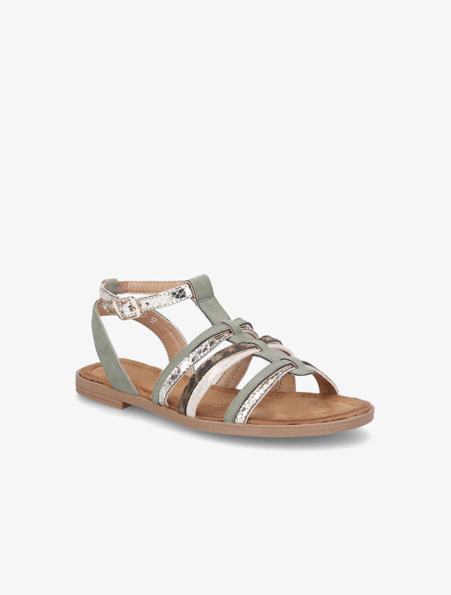 Nu-pieds en simili à multi brides - Kaki - 2