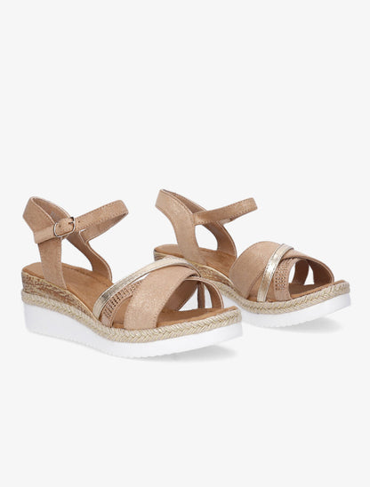 Sandales irisées à brides strassées et irisées - Camel - 4