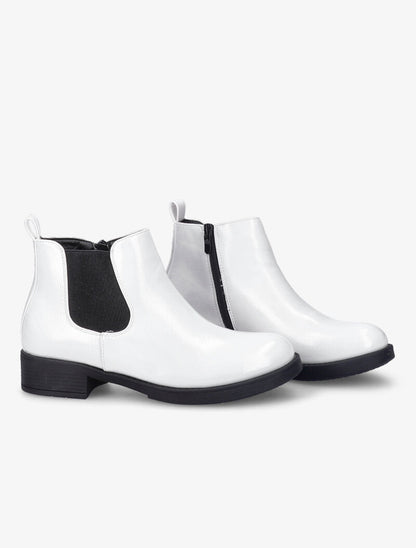 Bottines style chelsea vernies - Blanc - 1