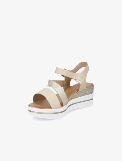 Sandales à talon compensé pailleté - Beige - 3