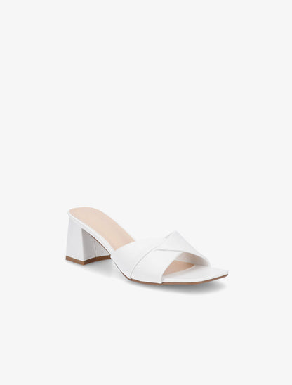 Mules croisées en simili - Blanc - 2