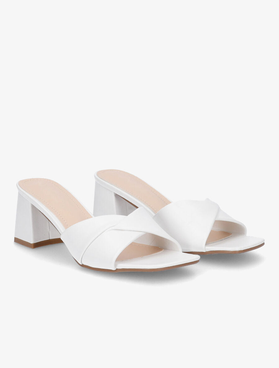 Mules croisées en simili - Blanc - 4