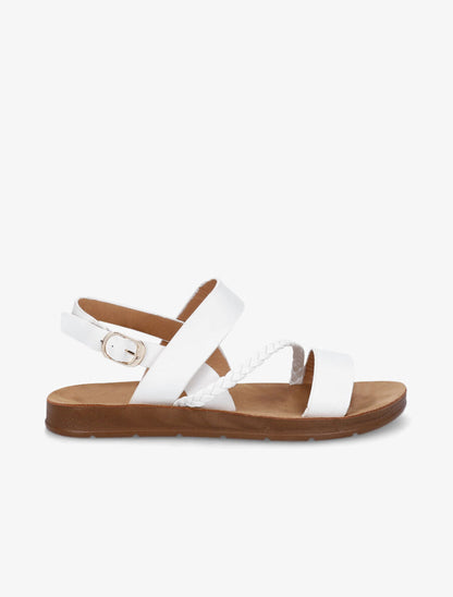 Nu-pieds à tresse en simili - Blanc - 1
