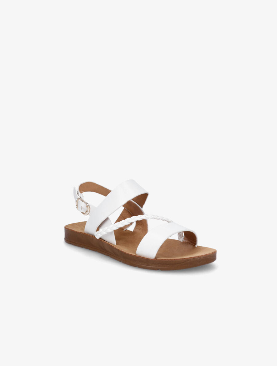 Nu-pieds à tresse en simili - Blanc - 2