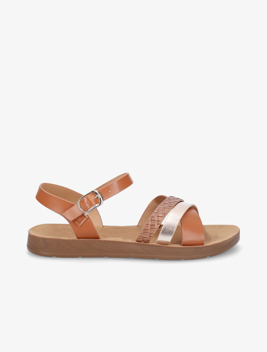Nu-pieds à brides fantaisies - Camel - 1