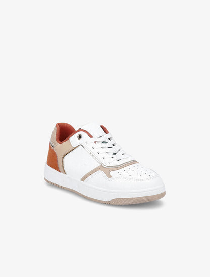 Sneakers à détails dorés - Blanc/orange - 3