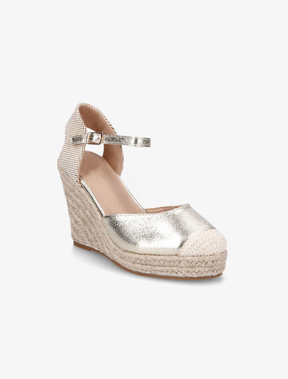 Compensées style espadrilles bi-matière - Or - 2