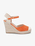 Compensées style espadrilles bi-matière - Orange - 5