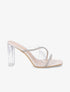 Mules à bande transparente et strass - Beige - 1