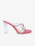 Mules à bande transparente et strass - Fuschia - 1