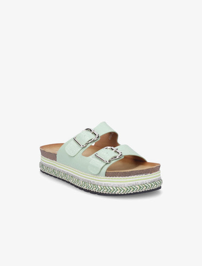 Claquettes croco à plateforme - Vert - 2