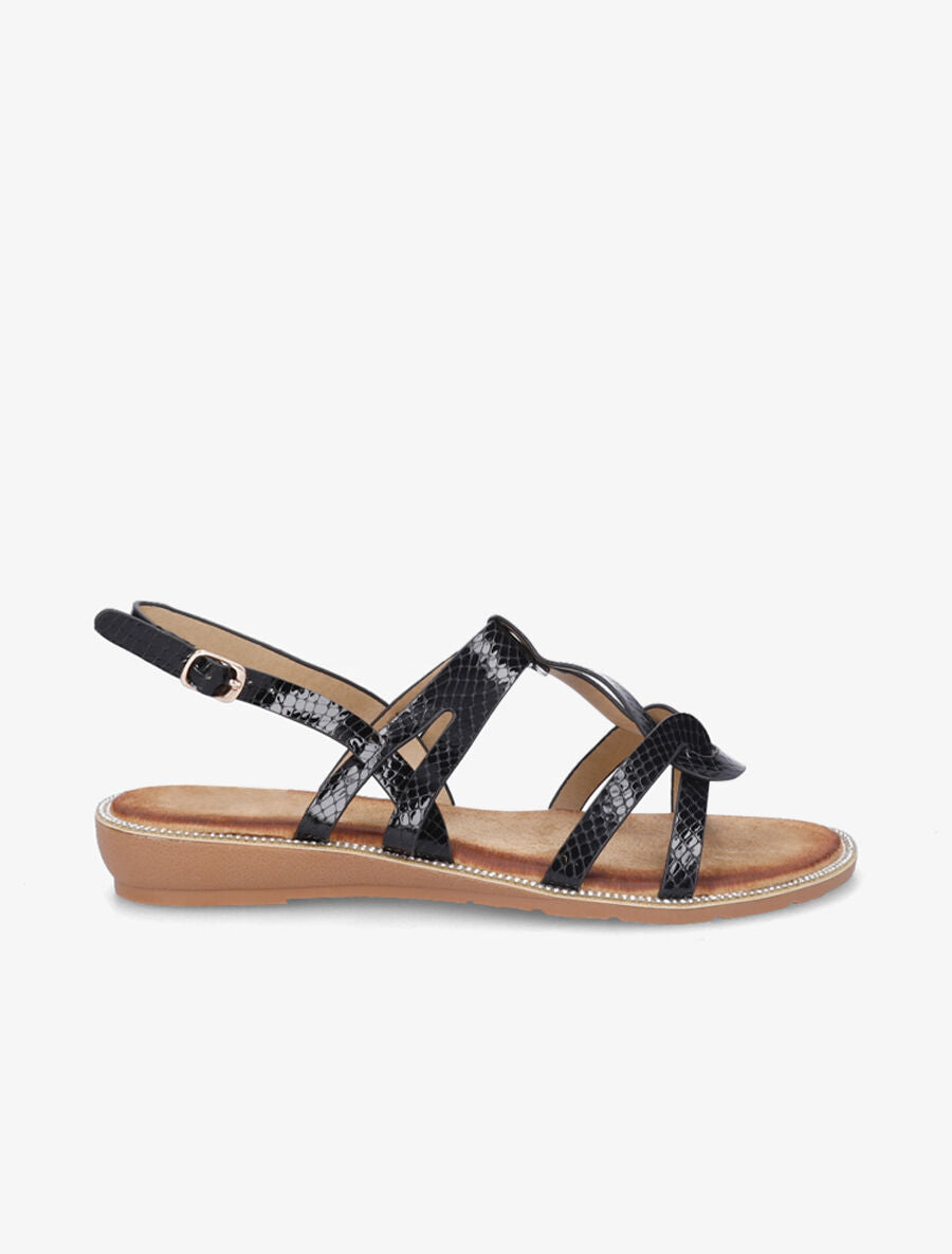 Nu-pieds à semelle ornée de strass - Noir - 1