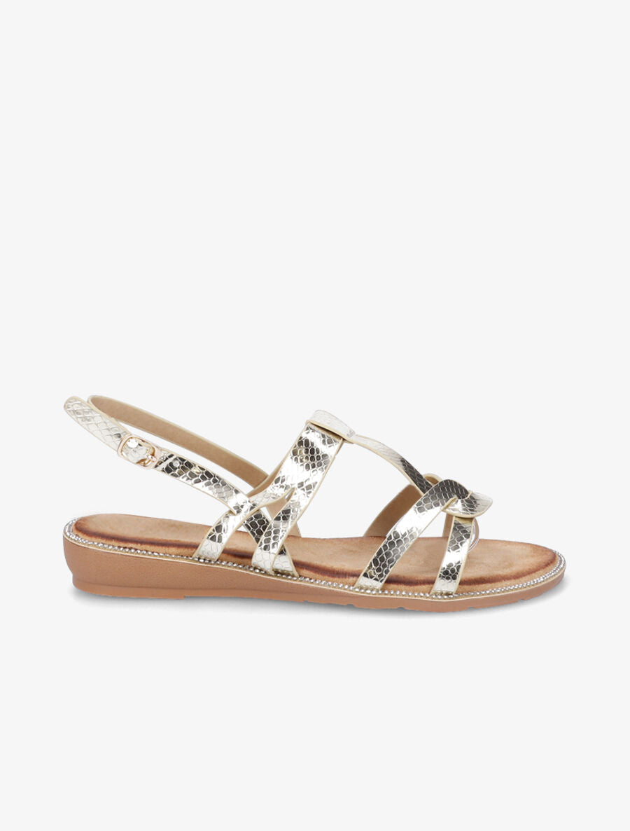 Nu-pieds à semelle ornée de strass - Or - 1