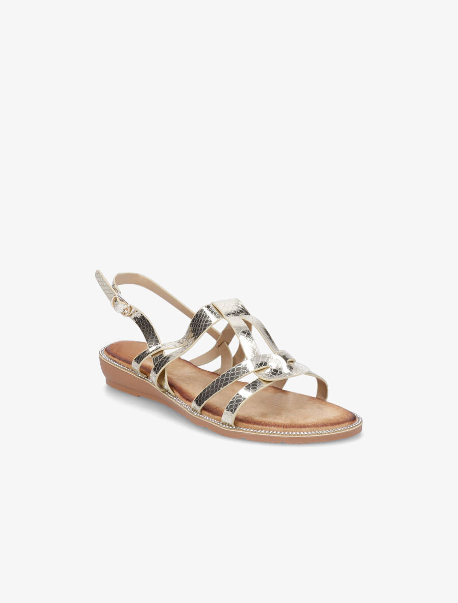 Nu-pieds à semelle ornée de strass - Or - 2