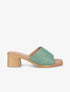 Mules en simili effet toile - Vert - 5