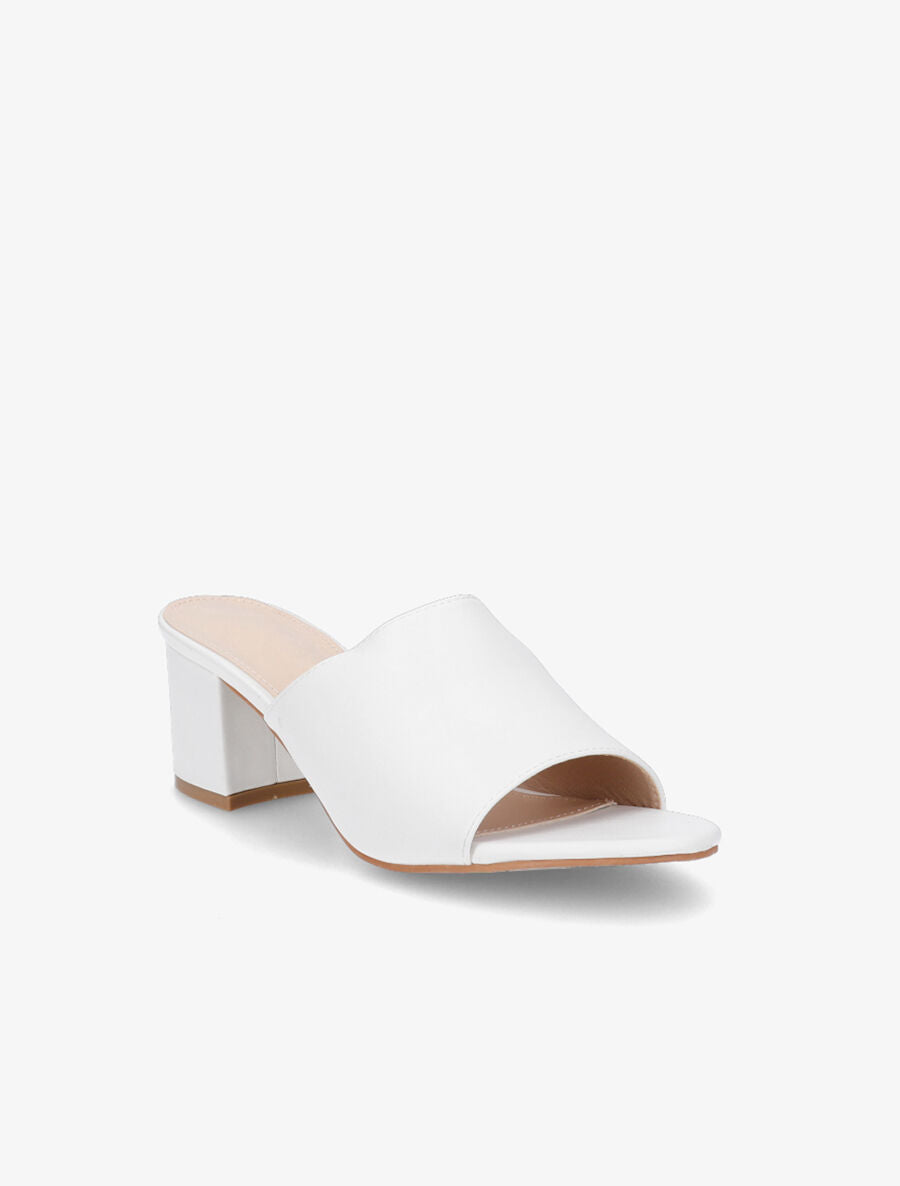 Mules basiques en simili - Blanc - 2