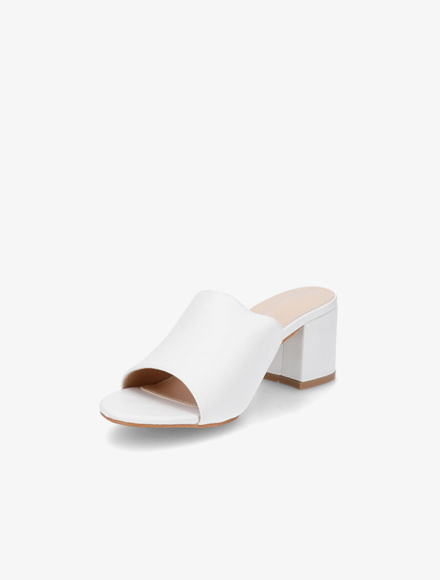 Mules basiques en simili - Blanc - 3