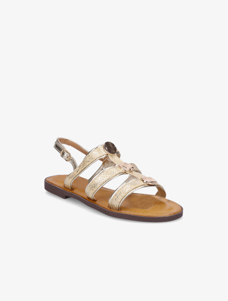 Nu-pieds effet python à bijoux - Or - 2