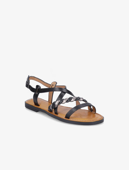 Nu-pieds entrelacés et tressés - Noir - 2