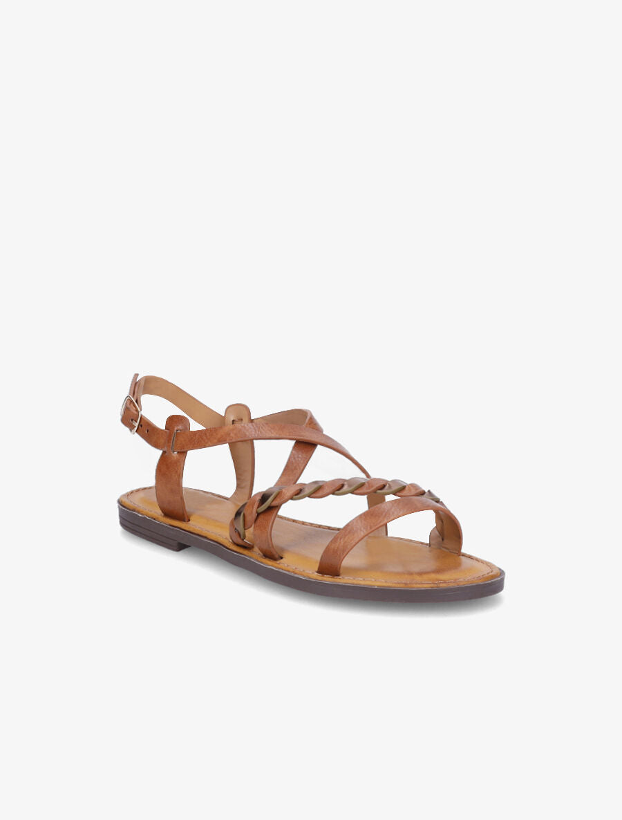 Nu-pieds entrelacés et tressés - Camel - 2