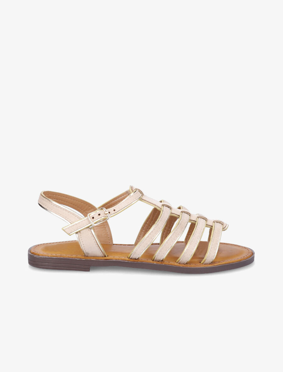 Spartiates en suédine à liseré irisé - Beige - 1