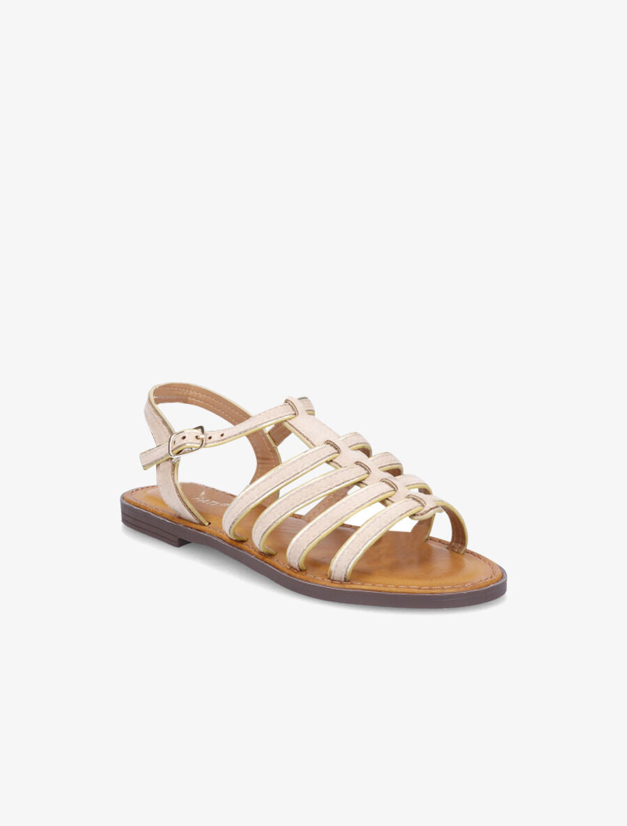 Spartiates en suédine à liseré irisé - Beige - 2