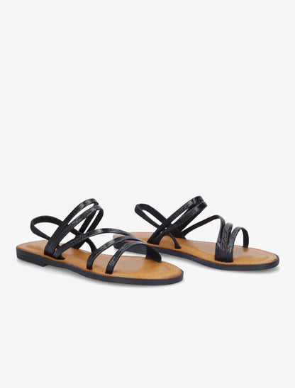 Nu-pieds vernis multi-brides - Noir - 4