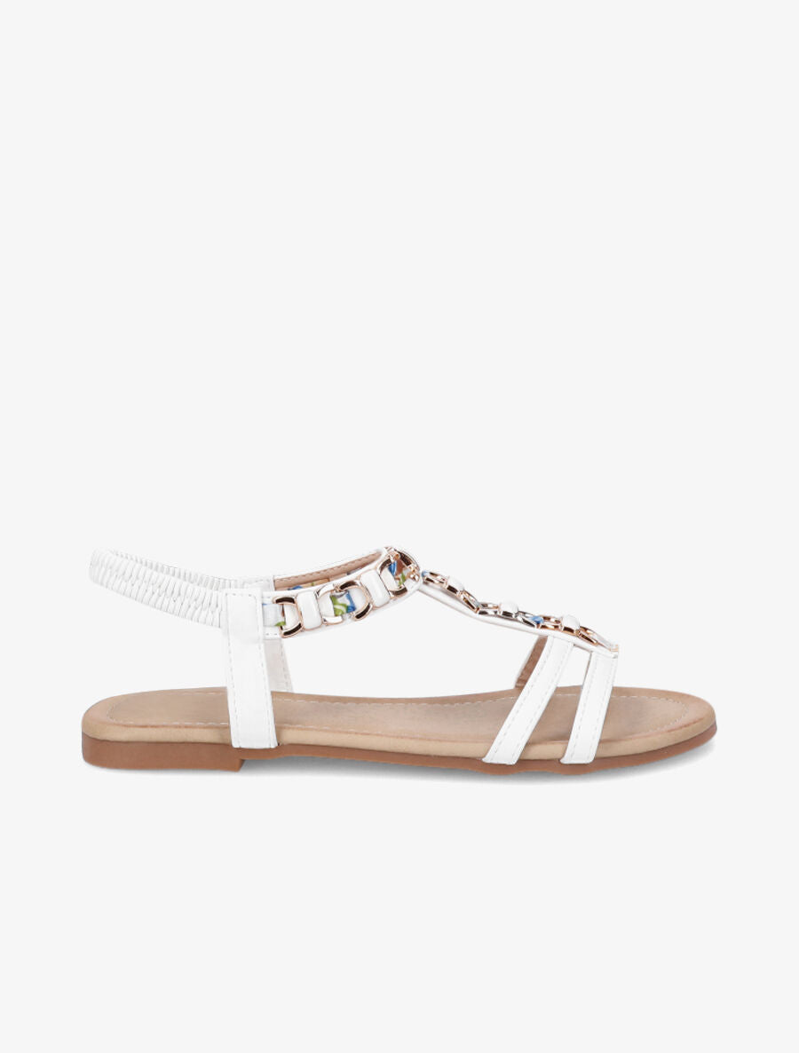 Nu-pieds bijou en simili - Blanc - 1