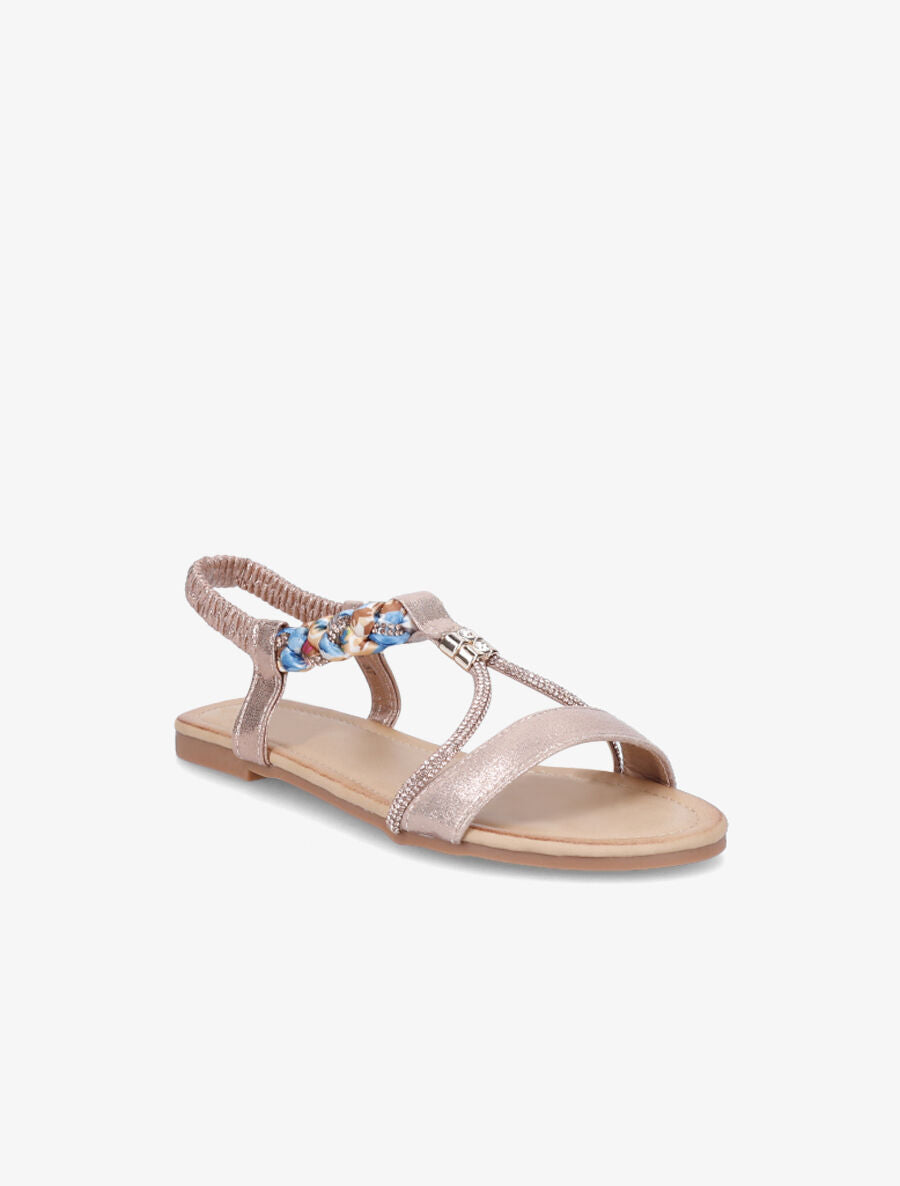Nu-pieds irisés à tresse et strass - Rose gold - 2