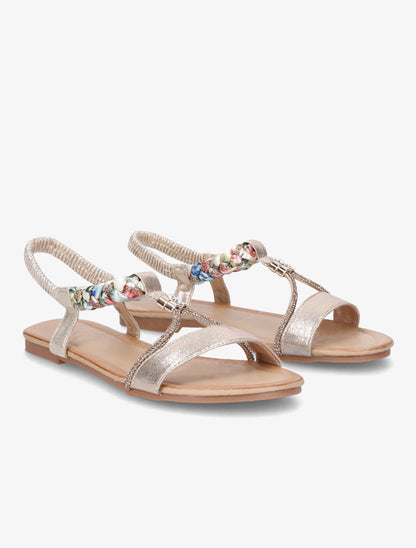 Nu-pieds irisés à tresse et strass - Or - 4