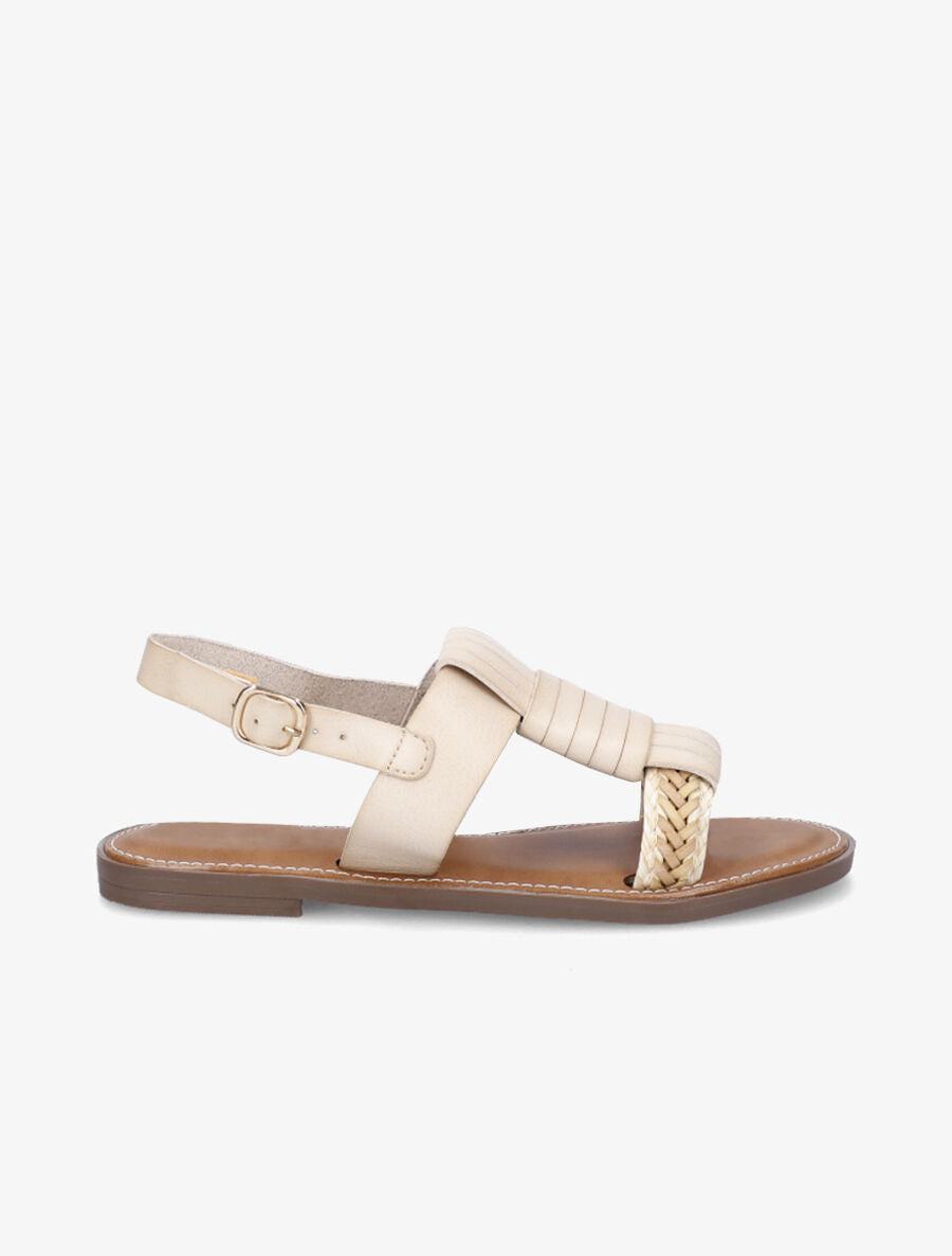 Nu-pieds à tresse en raphia - Beige - 5