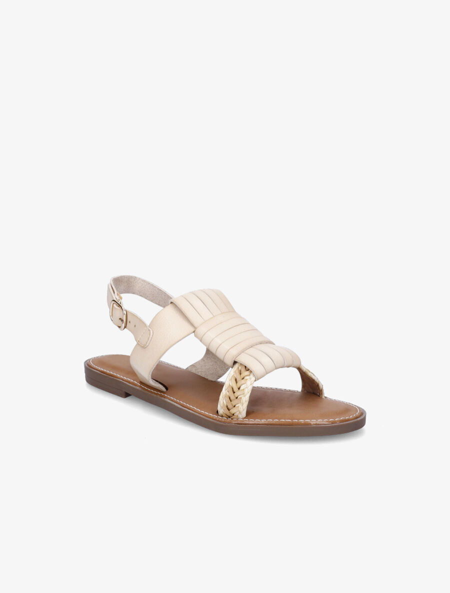 Nu-pieds à tresse en raphia - Beige - 2