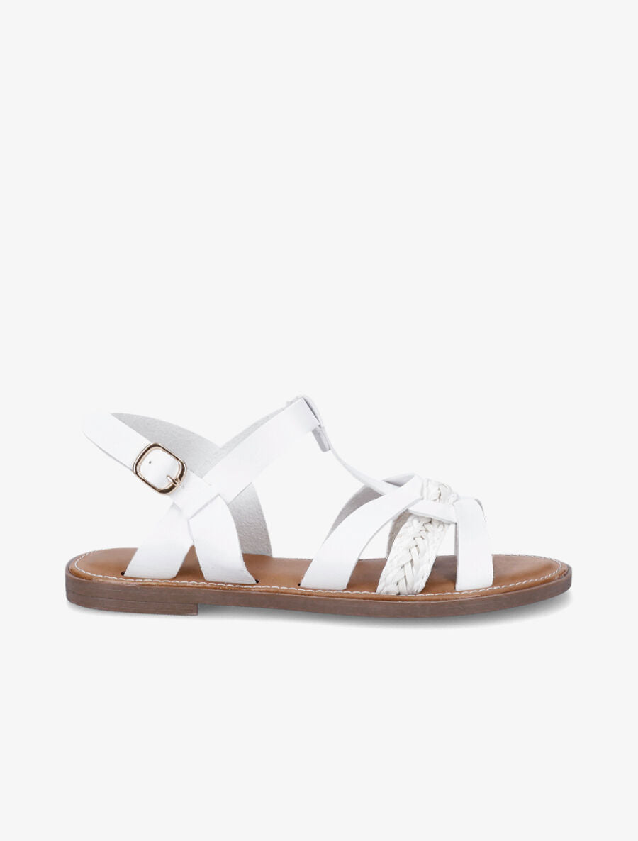 Nu-pieds en simili à tresse - Blanc - 2