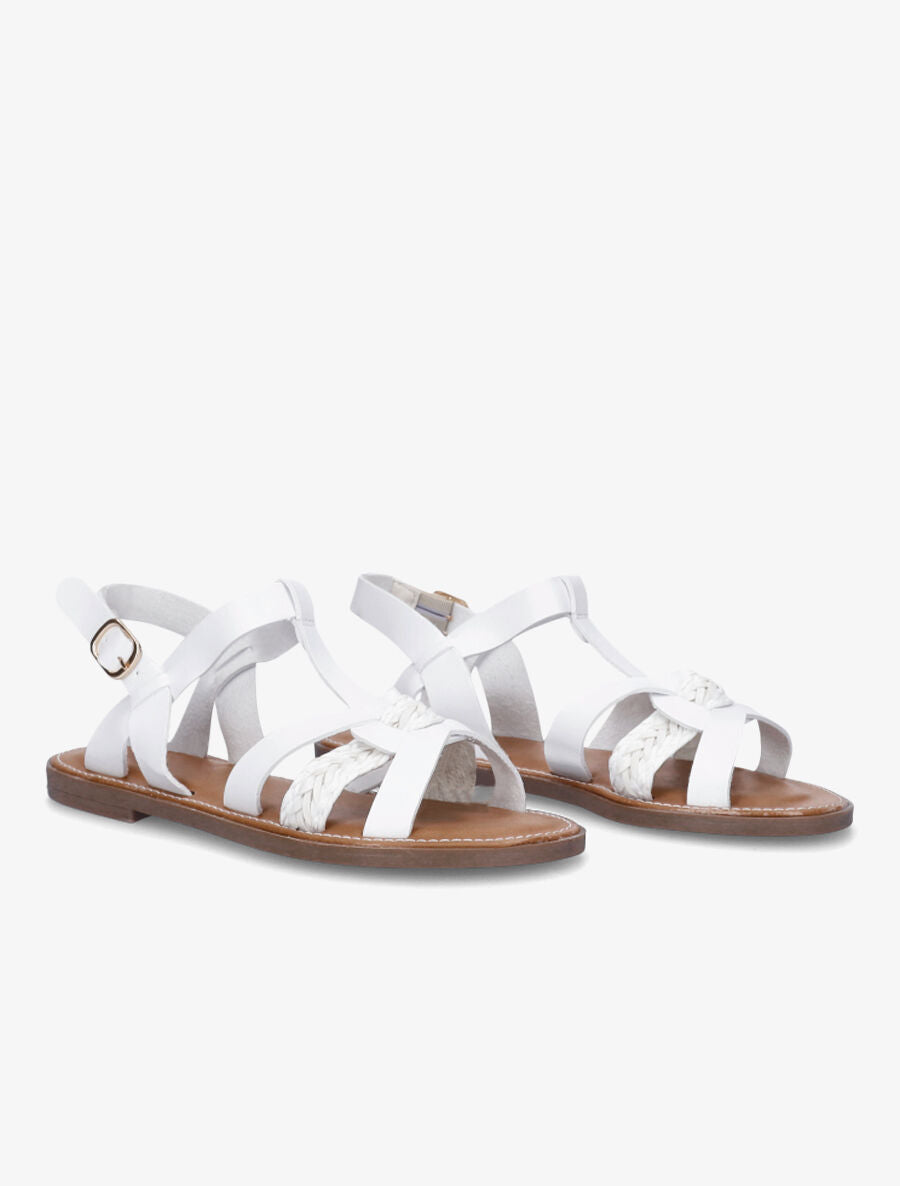 Nu-pieds en simili à tresse - Blanc - 5