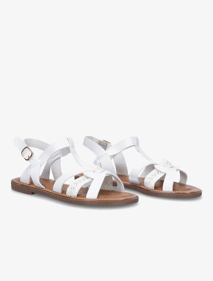 Nu-pieds en simili à tresse - Blanc - 5