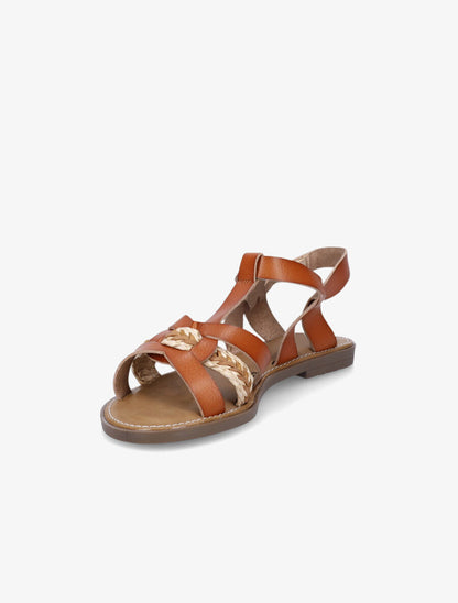 Nu-pieds en simili à tresse - Camel - 3