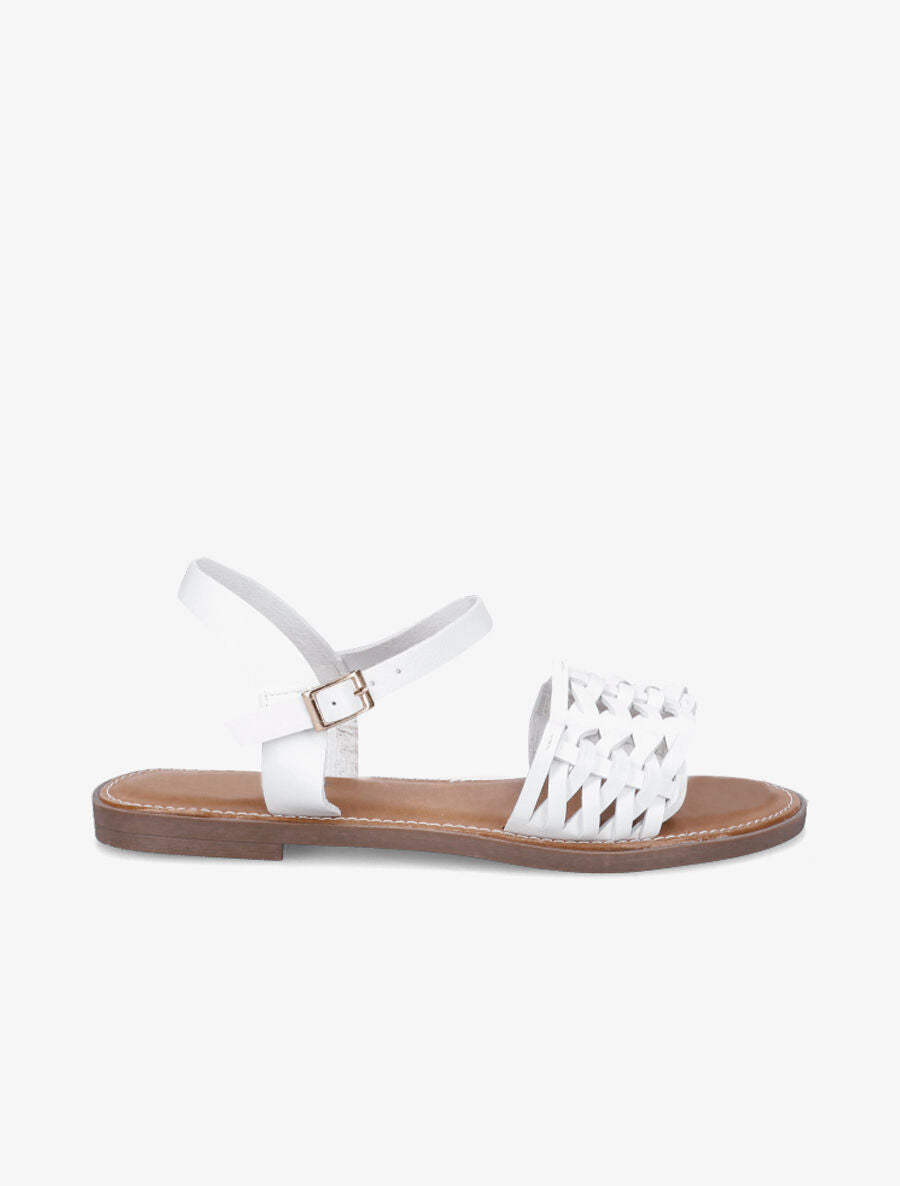 Nu-pieds tressés en simili - Blanc - 5