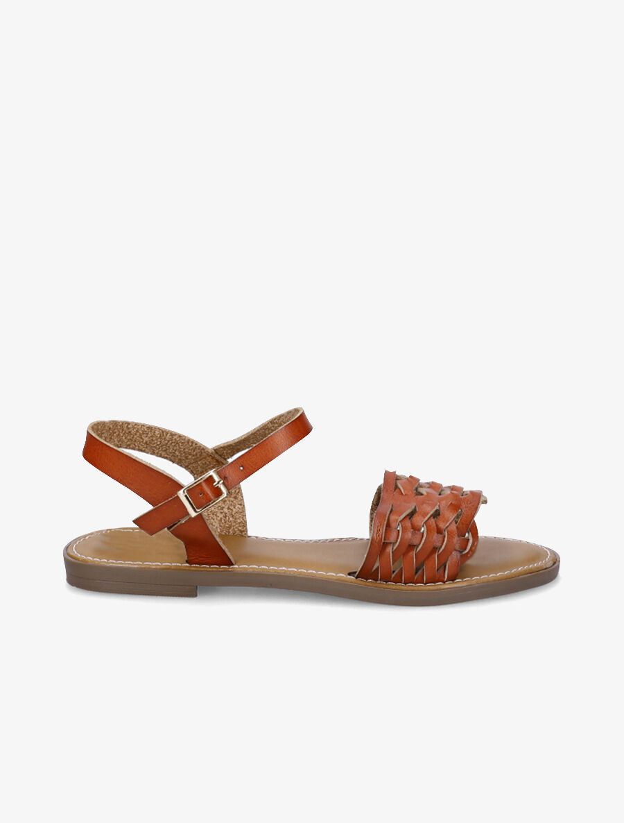 Nu-pieds tressés en simili - Marron - 5
