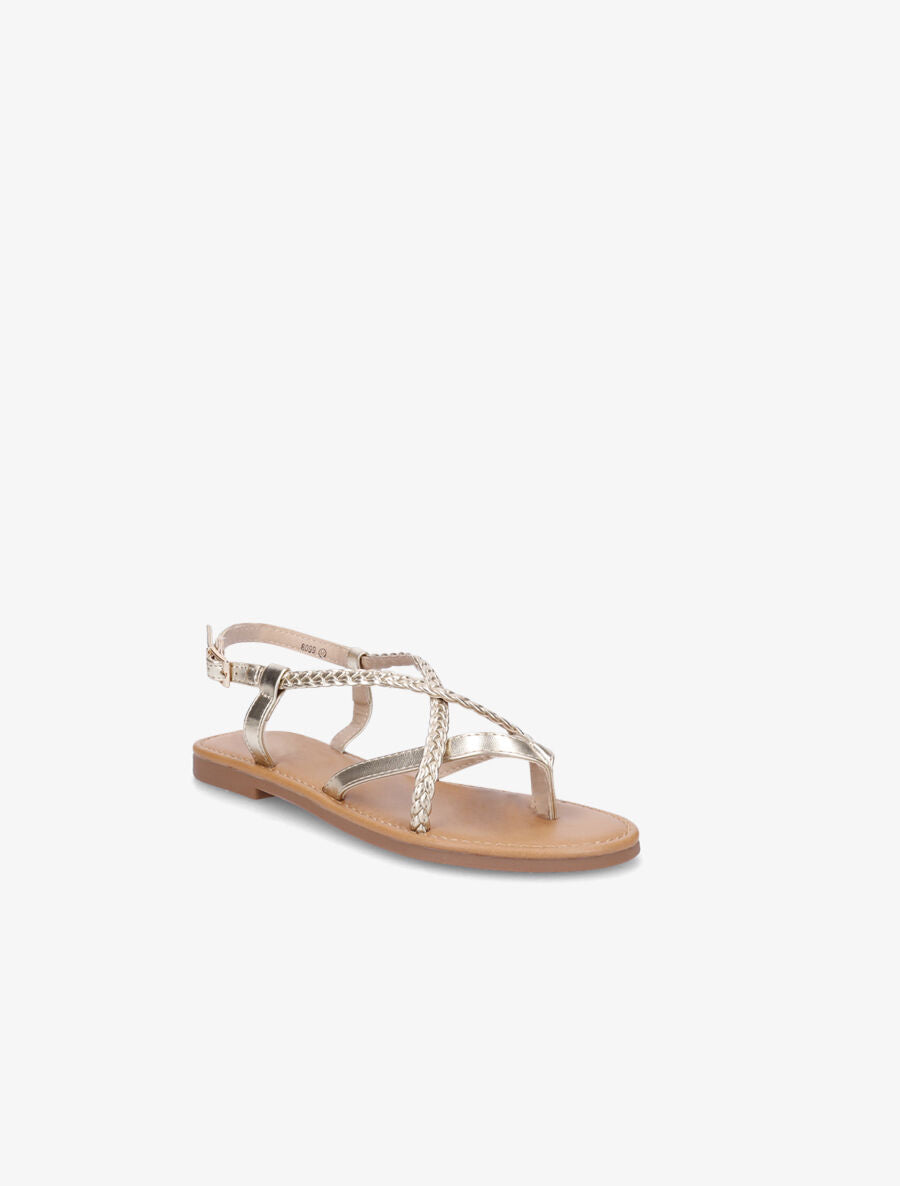 Nu-pieds croisés et tressés - Or - 2