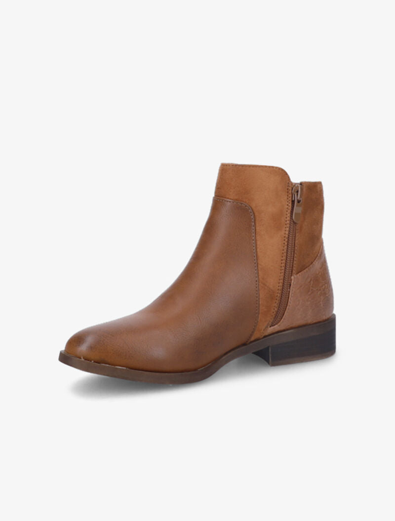 Bottines unies bi-matière - Camel - 4