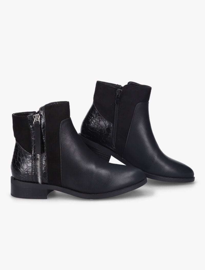 Bottines unies bi-matière - Noir - 1
