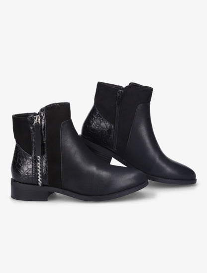 Bottines unies bi-matière - Noir - 1